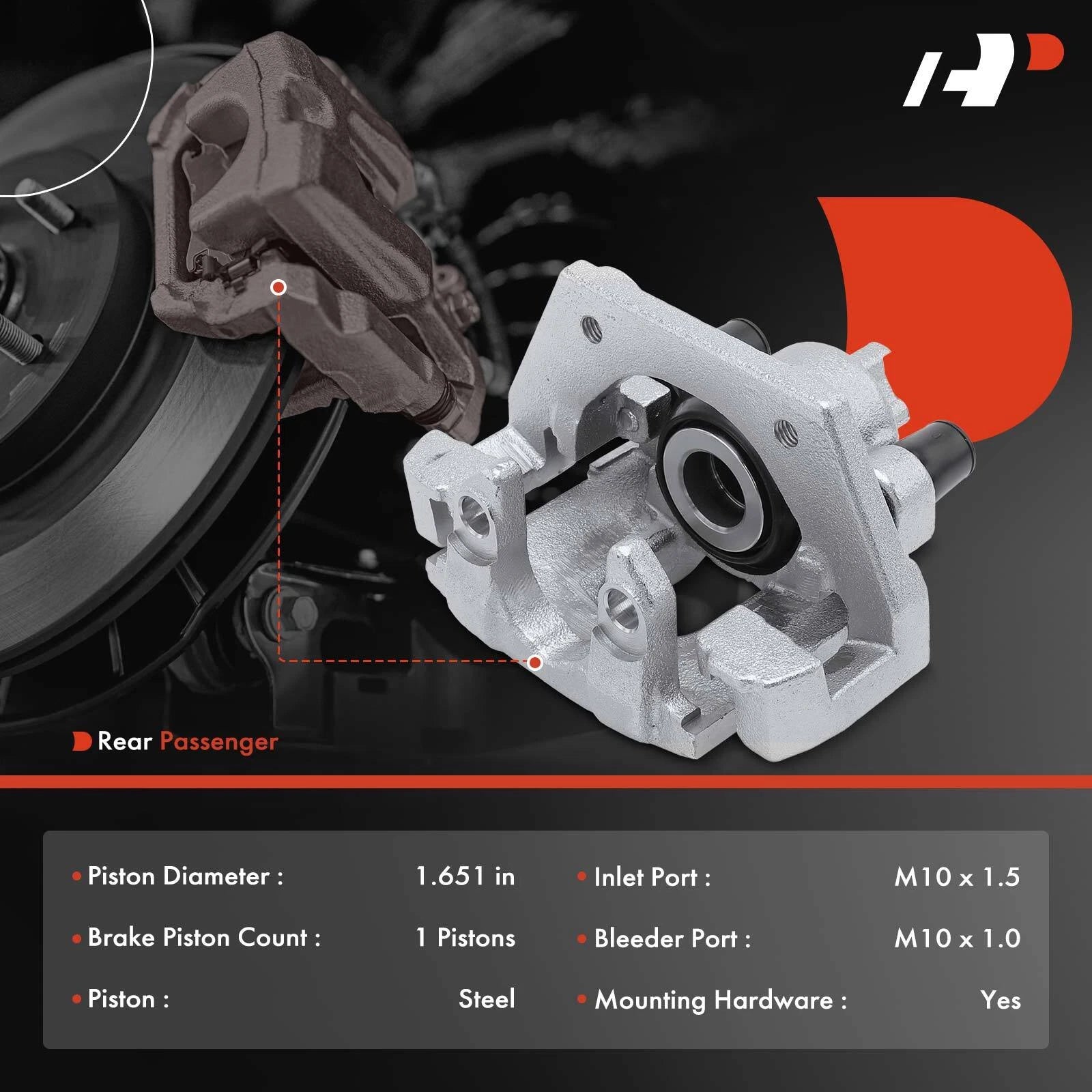 Rear Passenger Side Brake Caliper with Bracket for BMW X5 (2000–2006)