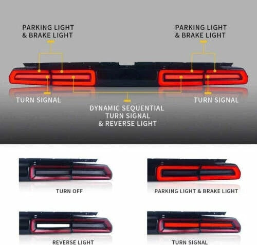 Red LED Tail Light for Dodge Challenger (2008-2014) Sequential Indicator