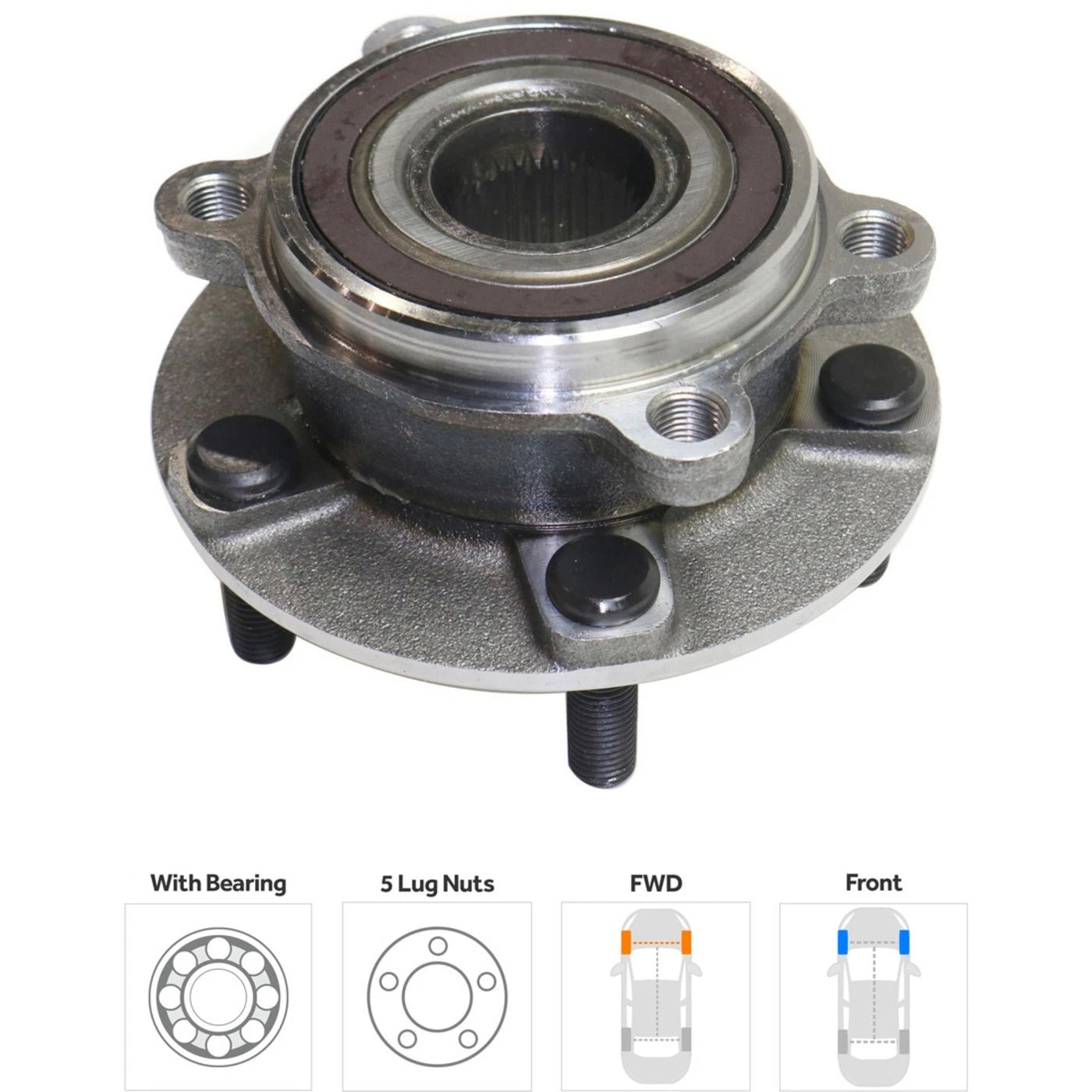 Set of 2 Wheel Hubs for Mazda CX-5 (2013–2022) Front with Bearing