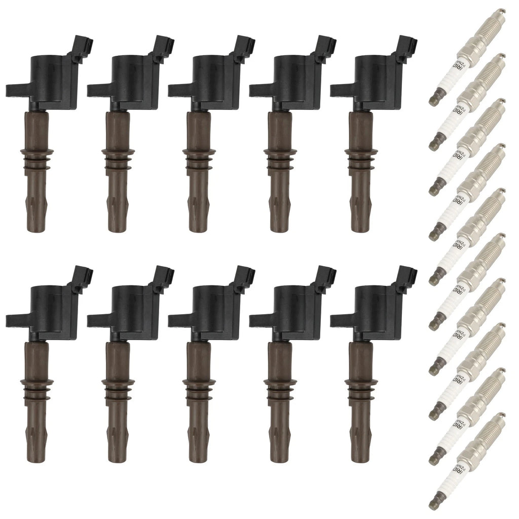Set of 10 Ignition Coils and Spark Plugs for Ford F-250 F-350 F-450 Super Duty