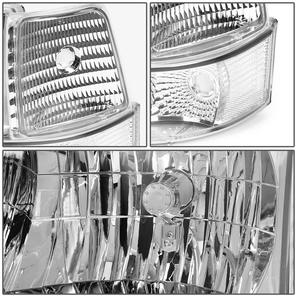 LED DRL Bumper Headlights for Ford F150/F250/F350 (1992–1996) Chrome Clear