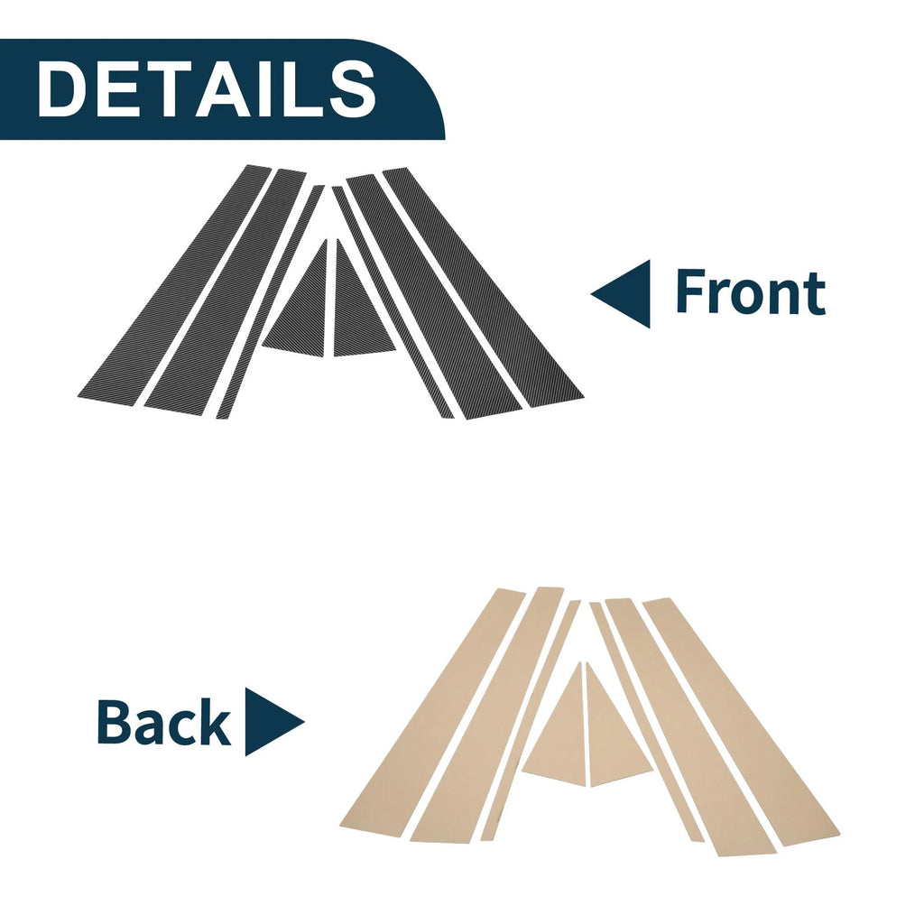 8 Pcs Door Pillar Window Trim for Honda Odyssey (2005–2008) Carbon Fiber