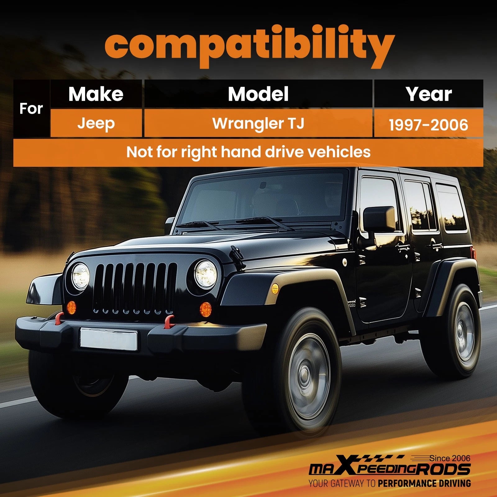 Adjustable Rear Panhard Rod Track Bar for Jeep Wrangler TJ (1997–2006) w/1-6" Lift