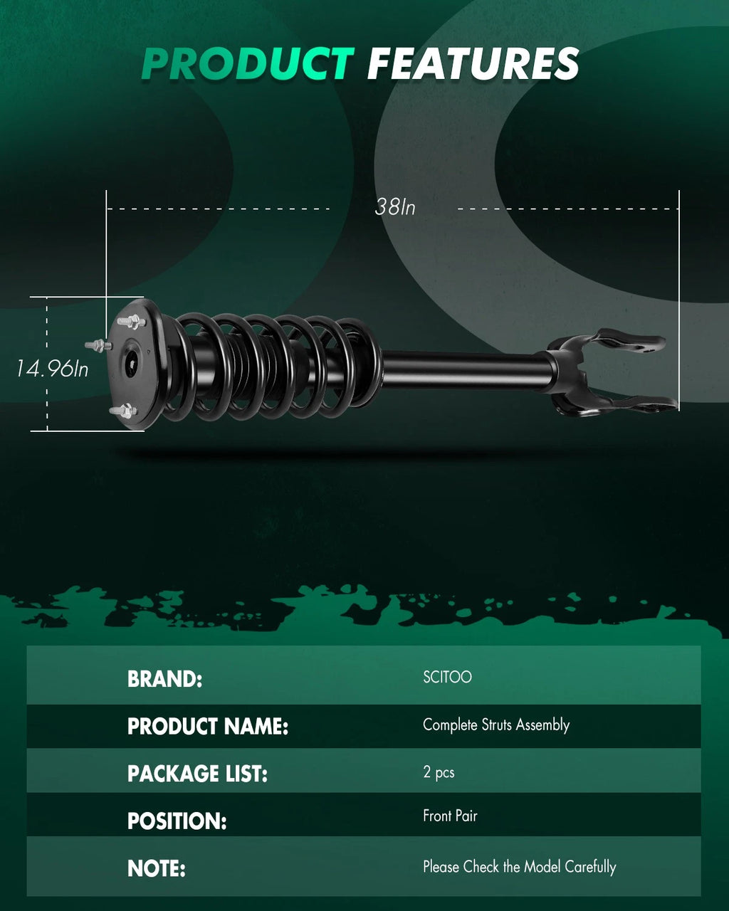 Front Struts Shocks w/ Coil Spring Assembly for Jeep Grand Cherokee (2011–2015)