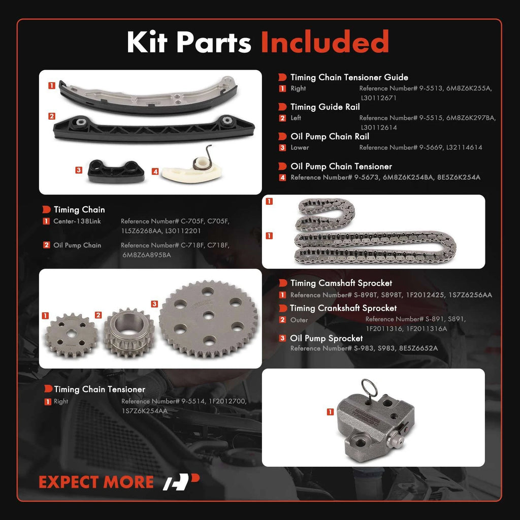 10x Timing Chain Kit for Ford Fusion Mercury Milan (2007–2009)