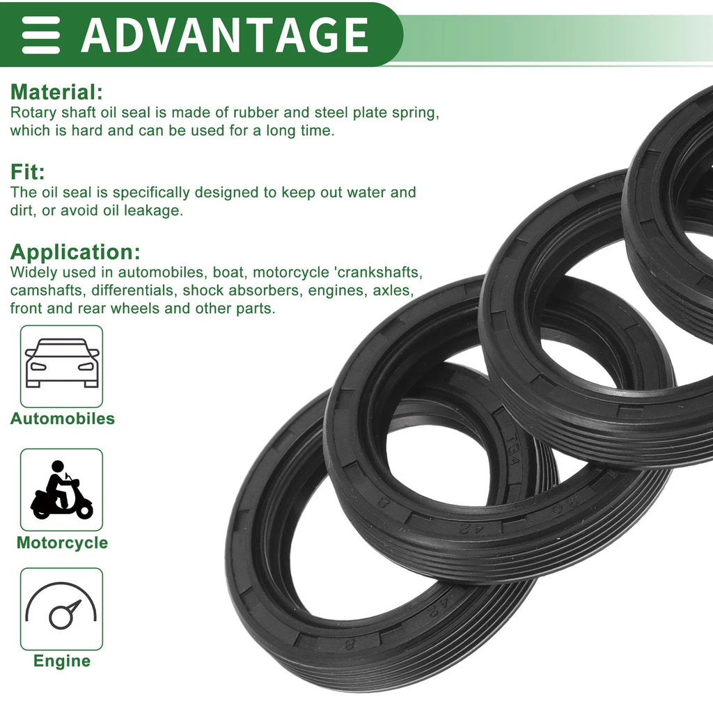 Set of 5 Oil Seal TG4 Lip Seal Ring NBR Rubber 30x42x8mm