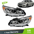 Headlights for Honda Accord (2016–2017) Chrome w/LED DRL Halogen LH+RH