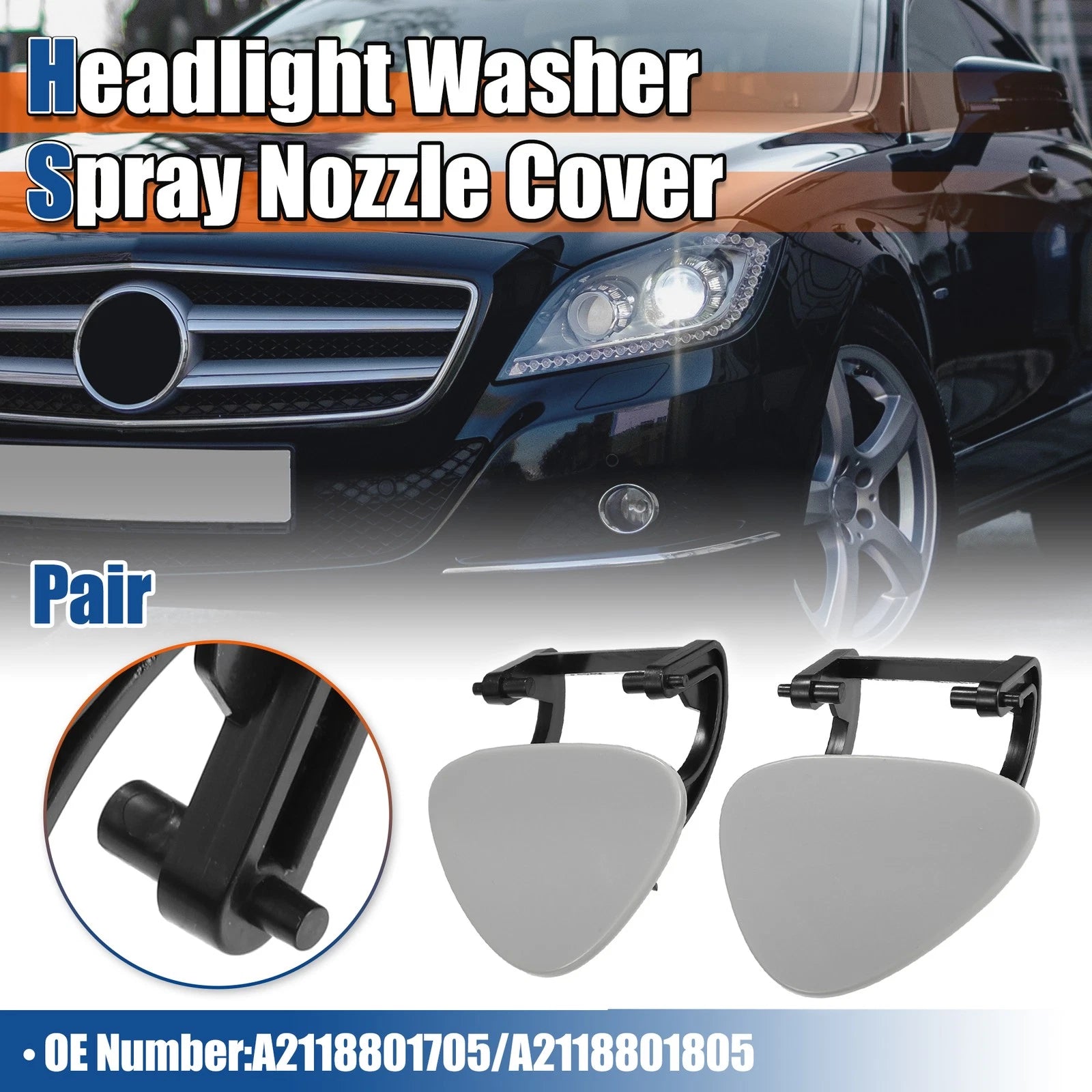 2X Headlight Washer Spray No.A2118801705 for Mercedes-Benz 