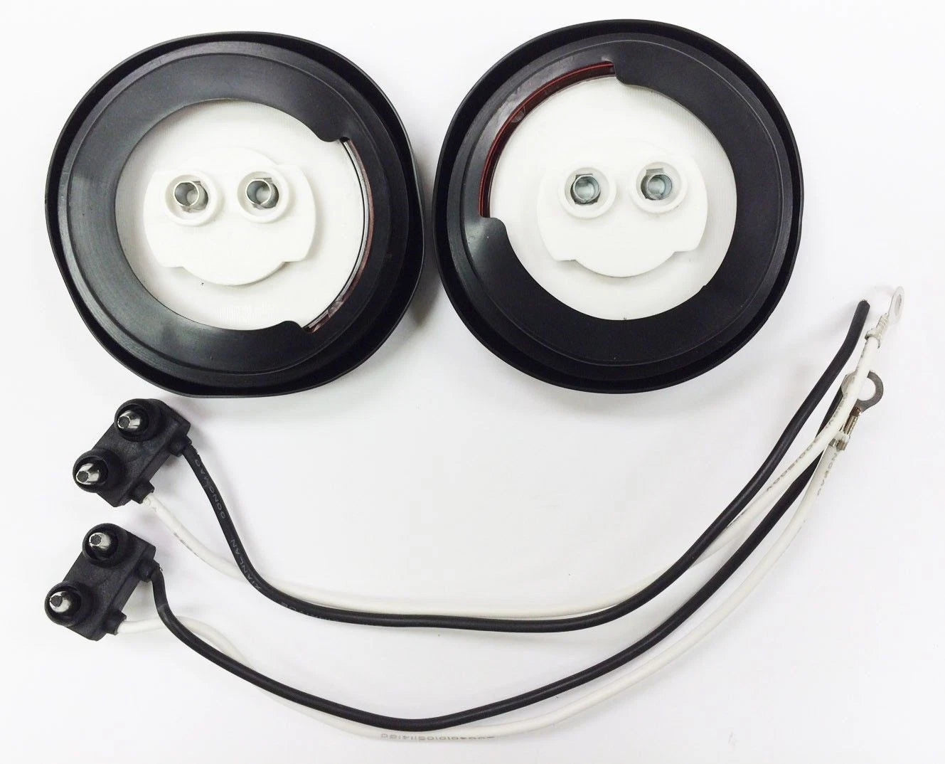 2X Red 2" Round LED Trailer Side Clearance Light w/Grommet & Plug - 24001