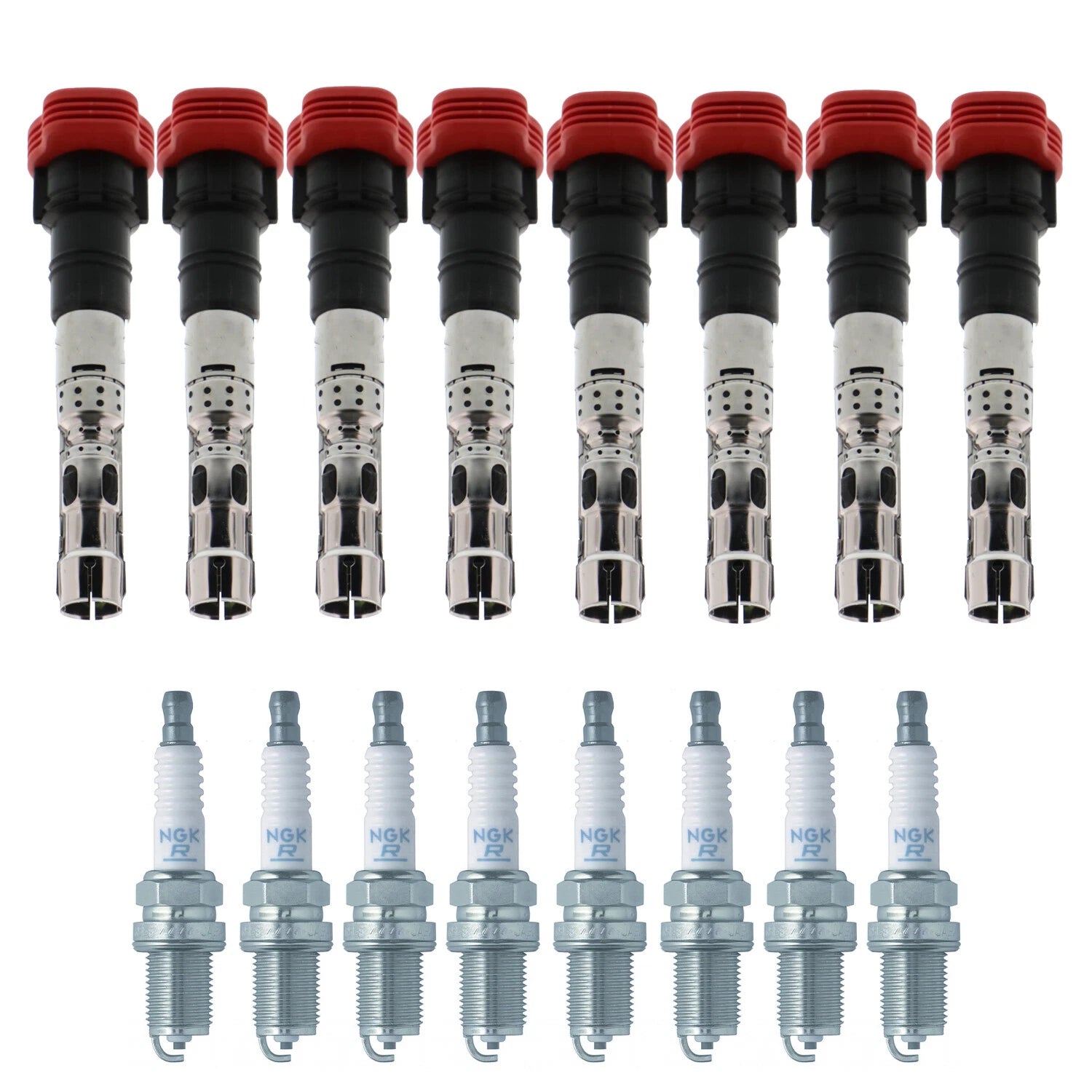 Set of 8 Ignition Coils & NGK V-Power Spark Plugs for Audi A6 Quattro S4 (1998–2005)