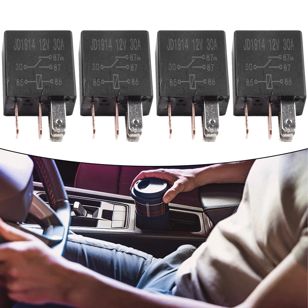 Set of 4 Relay 12V 30A 5 Pin for Automotive Truck Replacement