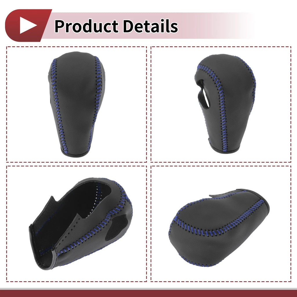 Gear Shift Knob Cover for Ford Edge (2011–2014) Blue Faux Leather