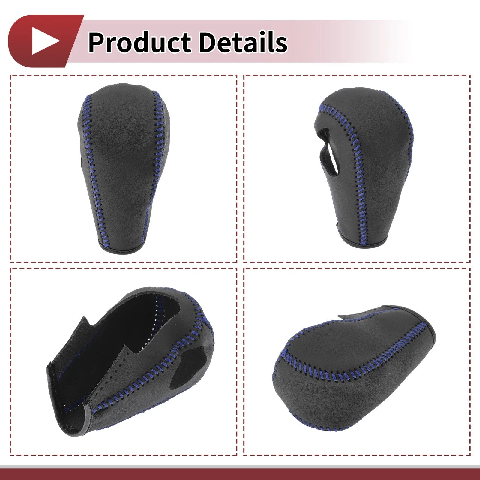 Gear Shift Knob Cover for Ford Edge (2011–2014) Blue Faux Leather
