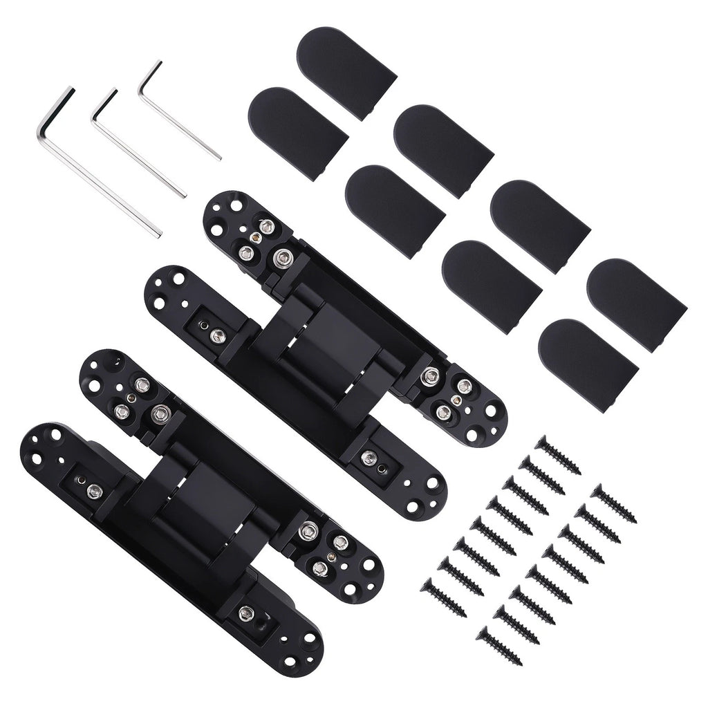 Set of 2 Hidden Door Hinges for Doors (7 Inch, Black)