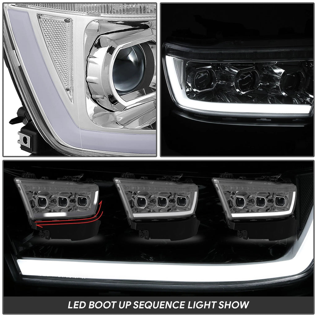 Sequential Tri-Projector Chrome Clear LED Headlight Lamps for Ram 1500 (2019–2024)