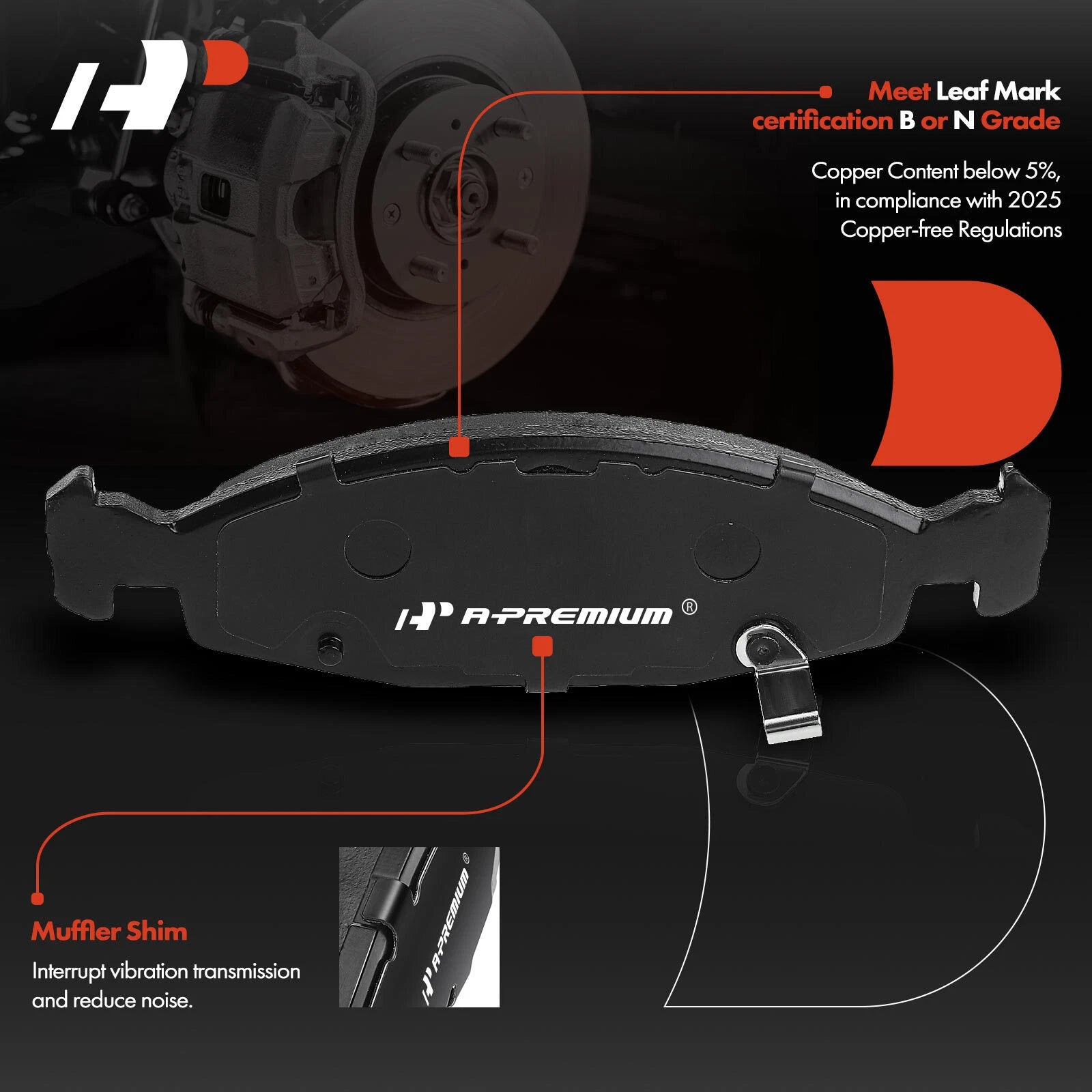 Front Brake Rotor & Pad Set with Caliper for Jeep Grand Cherokee