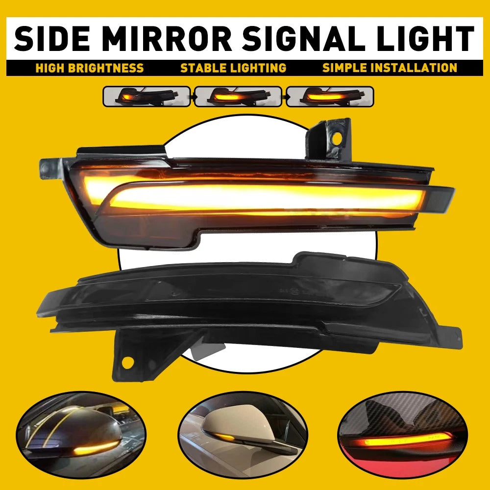 Smoked Amber LED Sequential Blinker Side Mirror Signal Light for Mustang (2015–2023)
