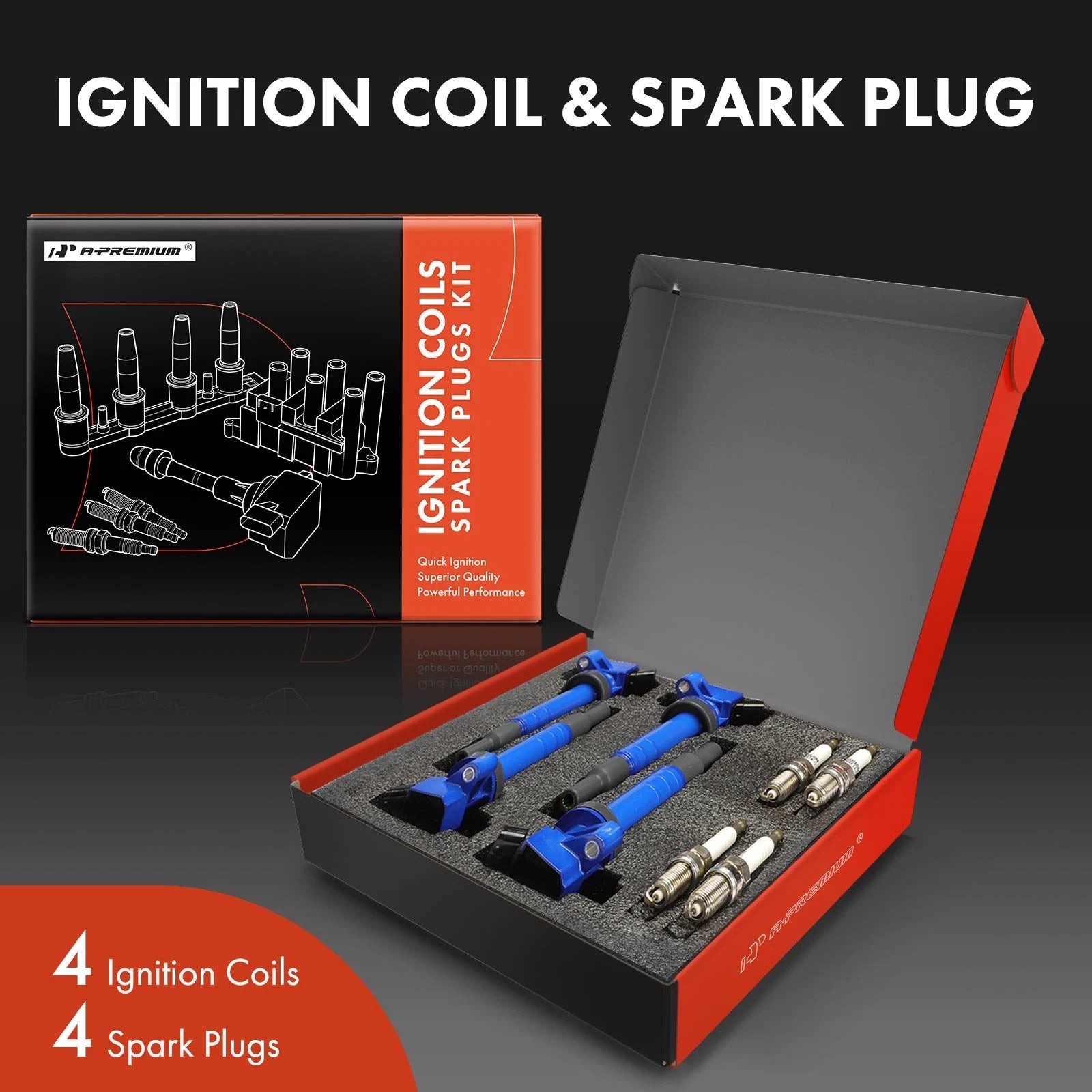 4x Ignition Coils & 4x Iridium Spark Plugs for Toyota Corolla Matrix (2003–2008)