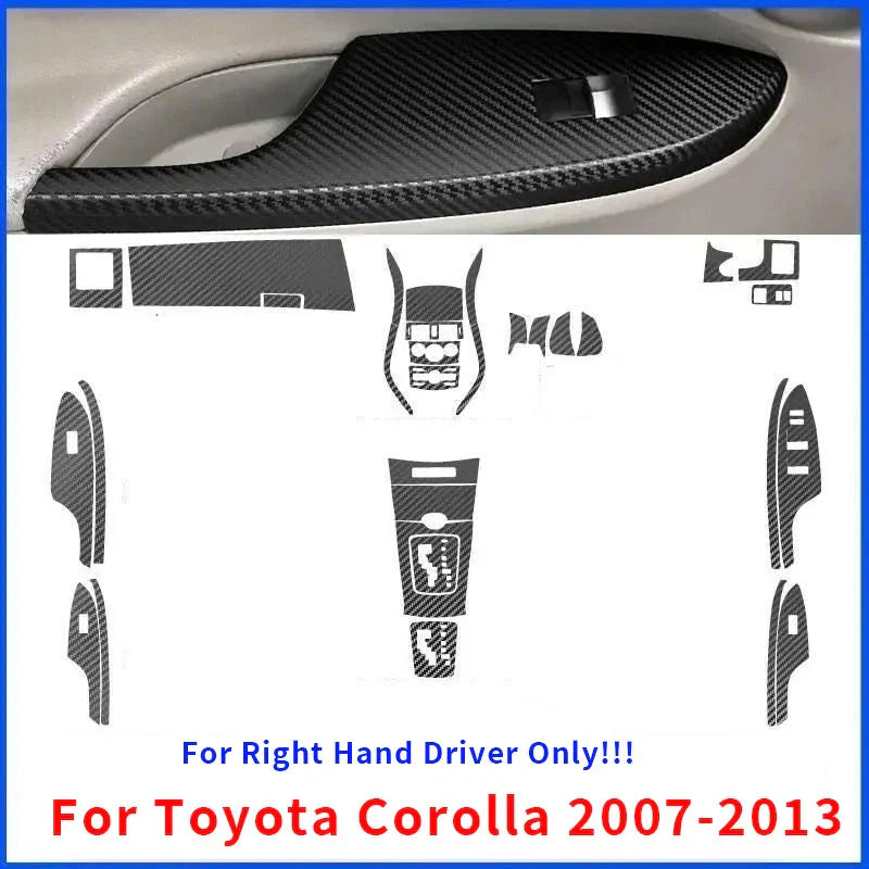 RHD Carbon Fiber Trim Stickers Decals Cover for Toyota Corolla (2007–2013)