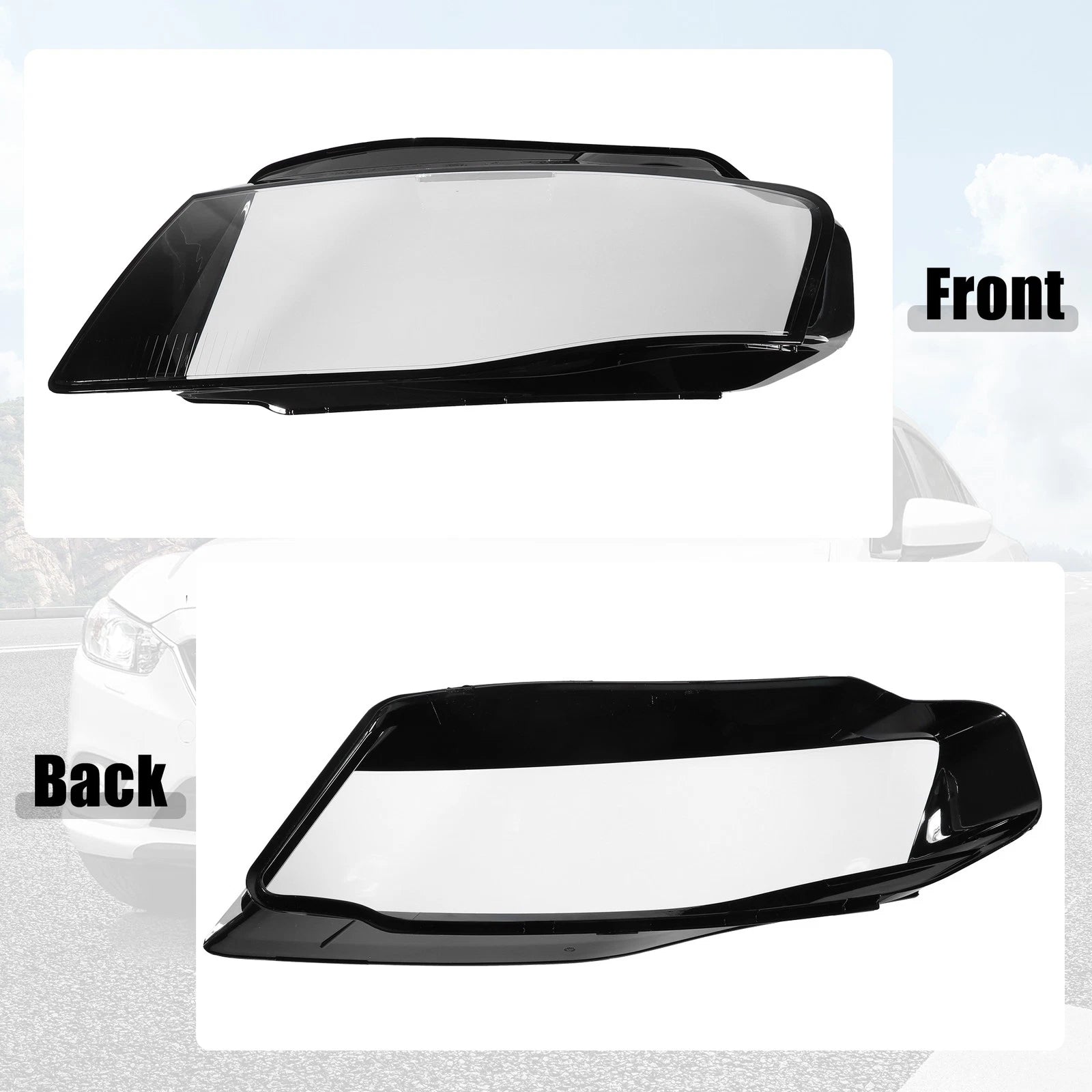 1 Pair Headlight Lens Cover Cap for Audi A4 B8 (2009–2012) 8K0941029C