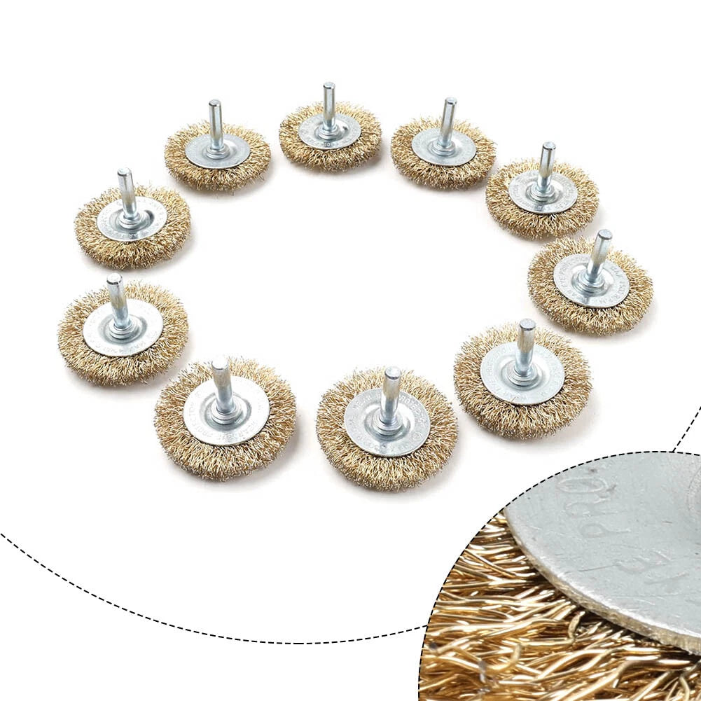 10 Pcs 2 Inch Wire Wheel Brush for Bench Grinder (Copper Plated, Crimped Steel)