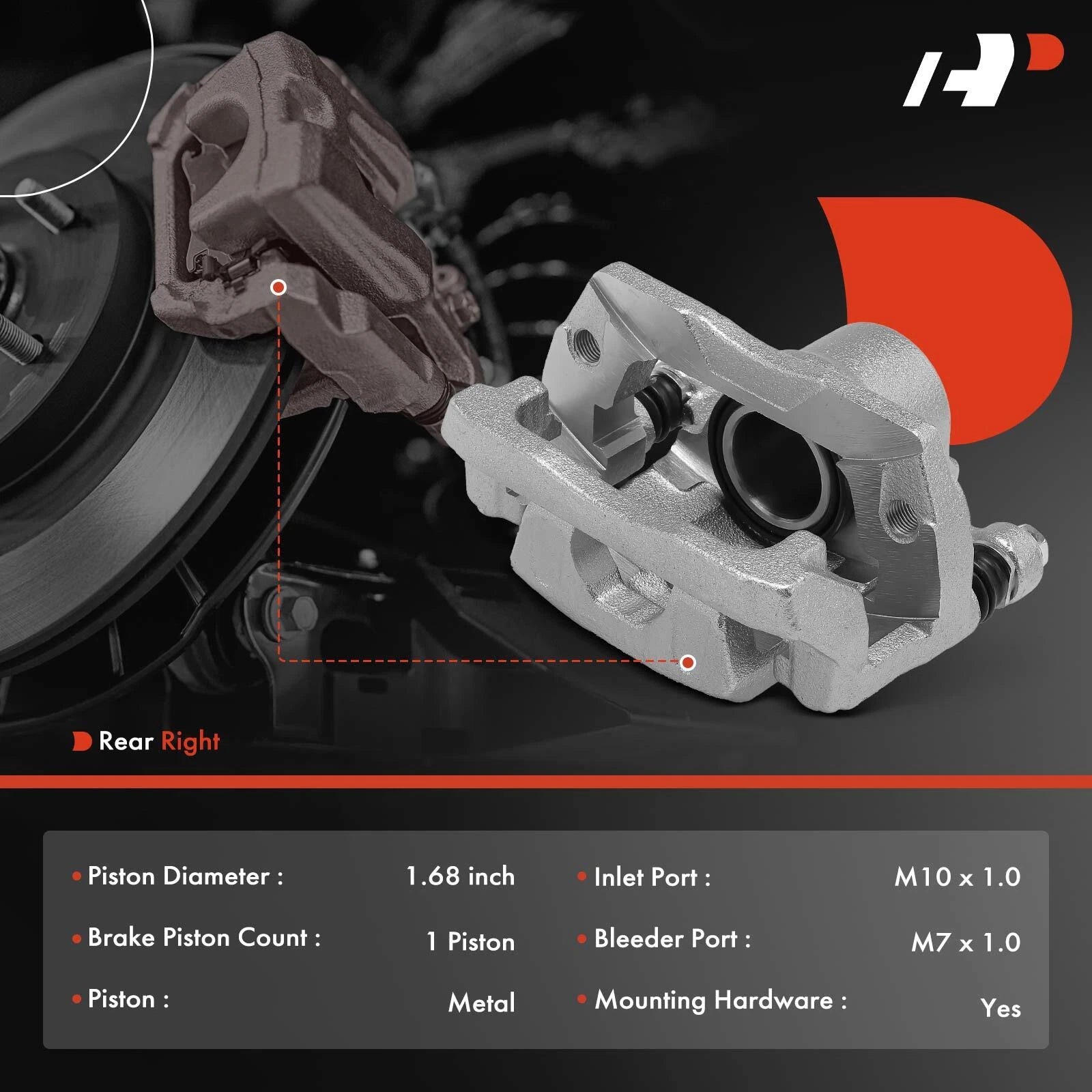 Rear Right Brake Caliper with Bracket for Ford Edge, Lincoln MKX (2007–2010)