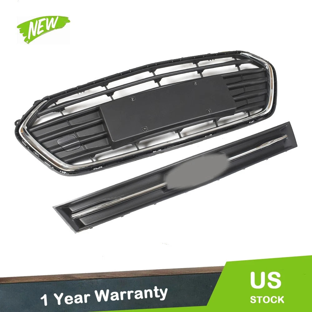 Front Upper Lower Grille for Chevrolet Trax (2017–2021) Black Chrome