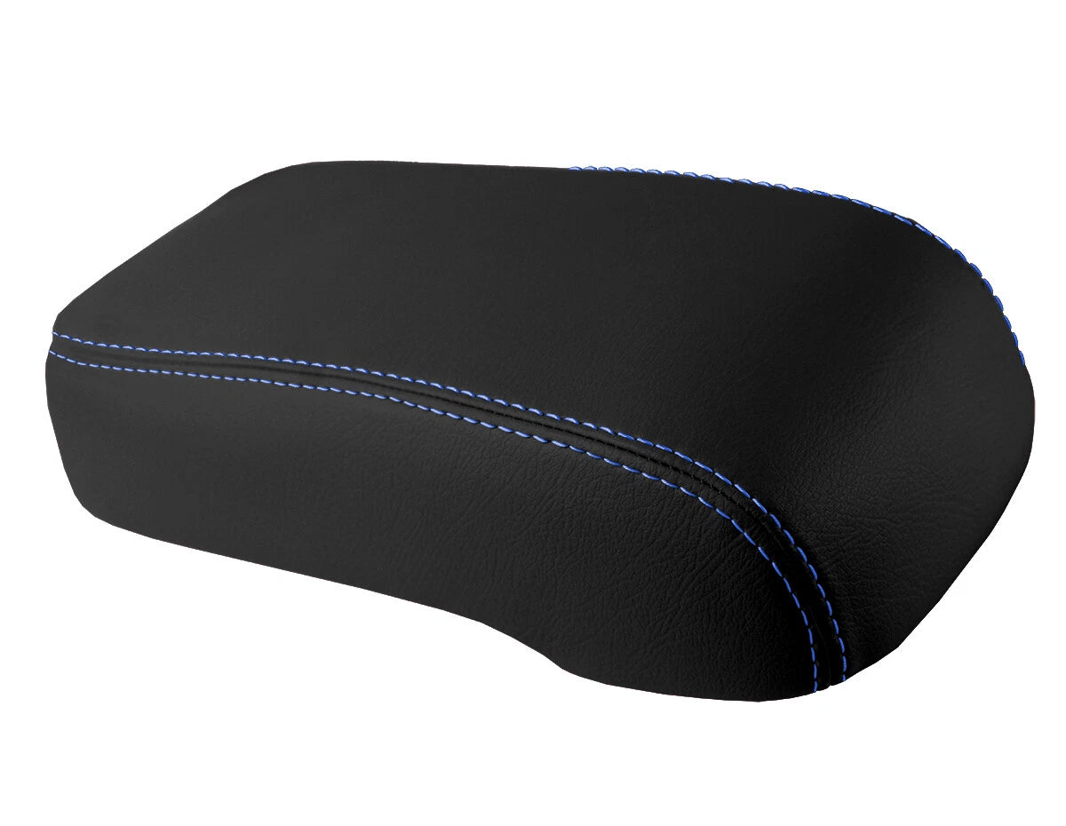 Leather Console Lid Armrest Cover for Hummer H3 (2005–2010) Blue Stitch
