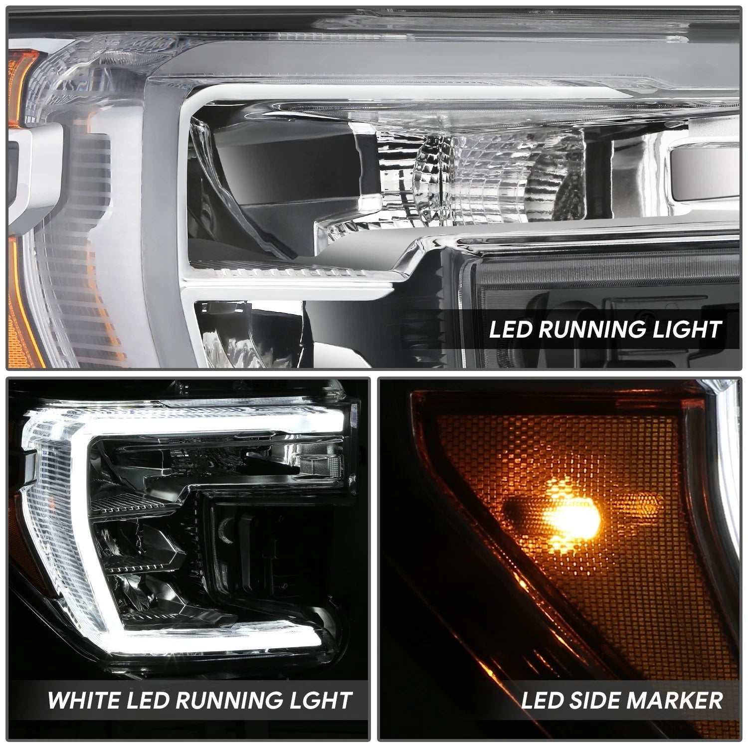Chrome Amber LED Right Side Headlight Assembly for GMC Sierra 1500 (2019–2022)