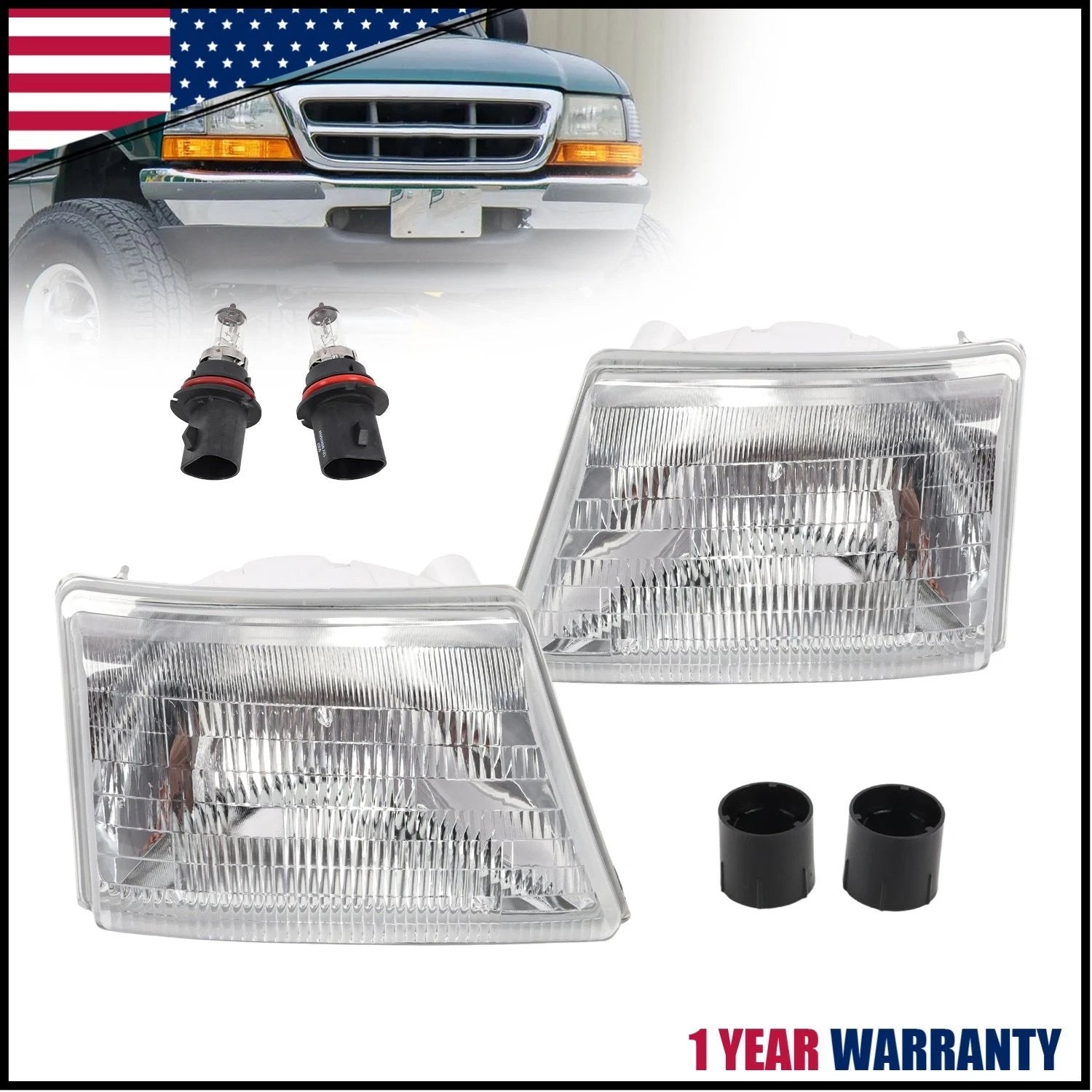 Headlight Halogen Set for Ford Ranger (1998–2000)