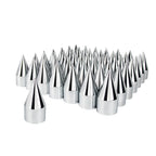 Chrome Spike Lug Nut Covers Thread-On 33mm for Universal Fit (60-Pack)
