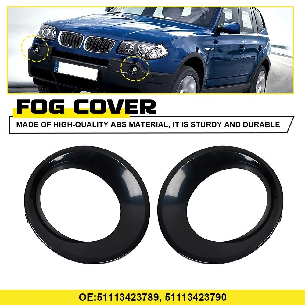 Pair Fog Light Lamp Cover Trim for BMW X3 E83 LCI (2007–2010) 51113423789