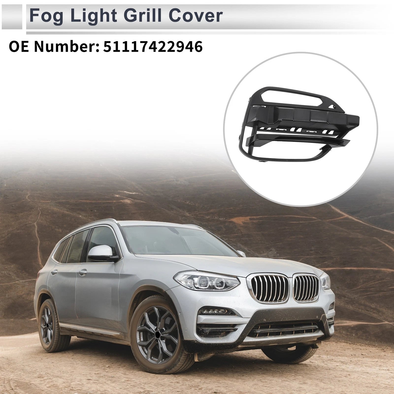 1 Pc Fog Light Grill for BMW X3 (2018–2021) No. 51117422946