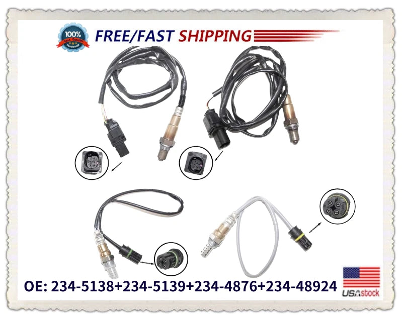 4X Oxygen Sensor for BMW 335i (2007–2010) Upstream & Downstream