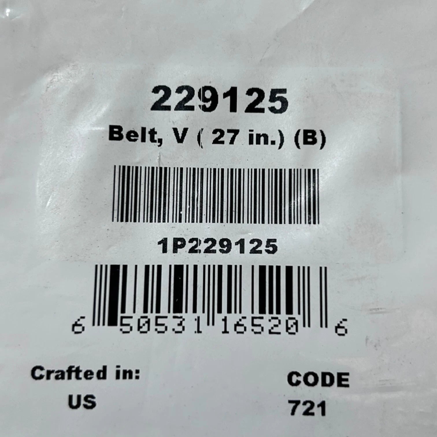 Marine Generator V Belt 27 Inch for Kohler 229125 (OEM)