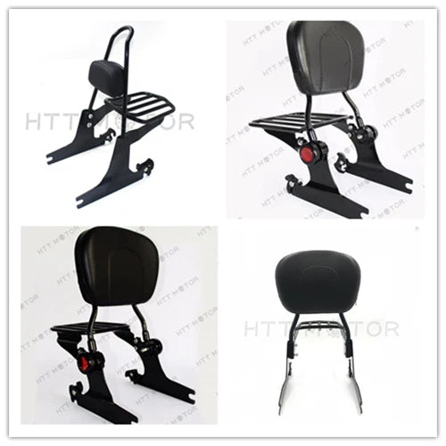 Black Backrest Sissy Bar with Pad for Harley Softail (2006–2017)