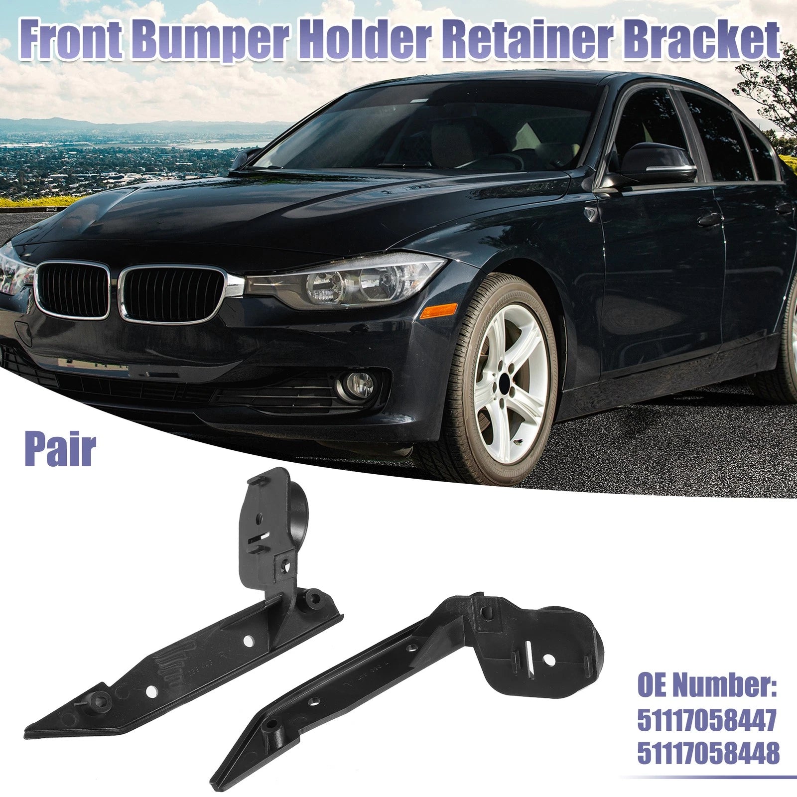 Pair Bumper Mounting Support Bracket No. 51117058447/51117058448 for BMW 325i (2006–2013)