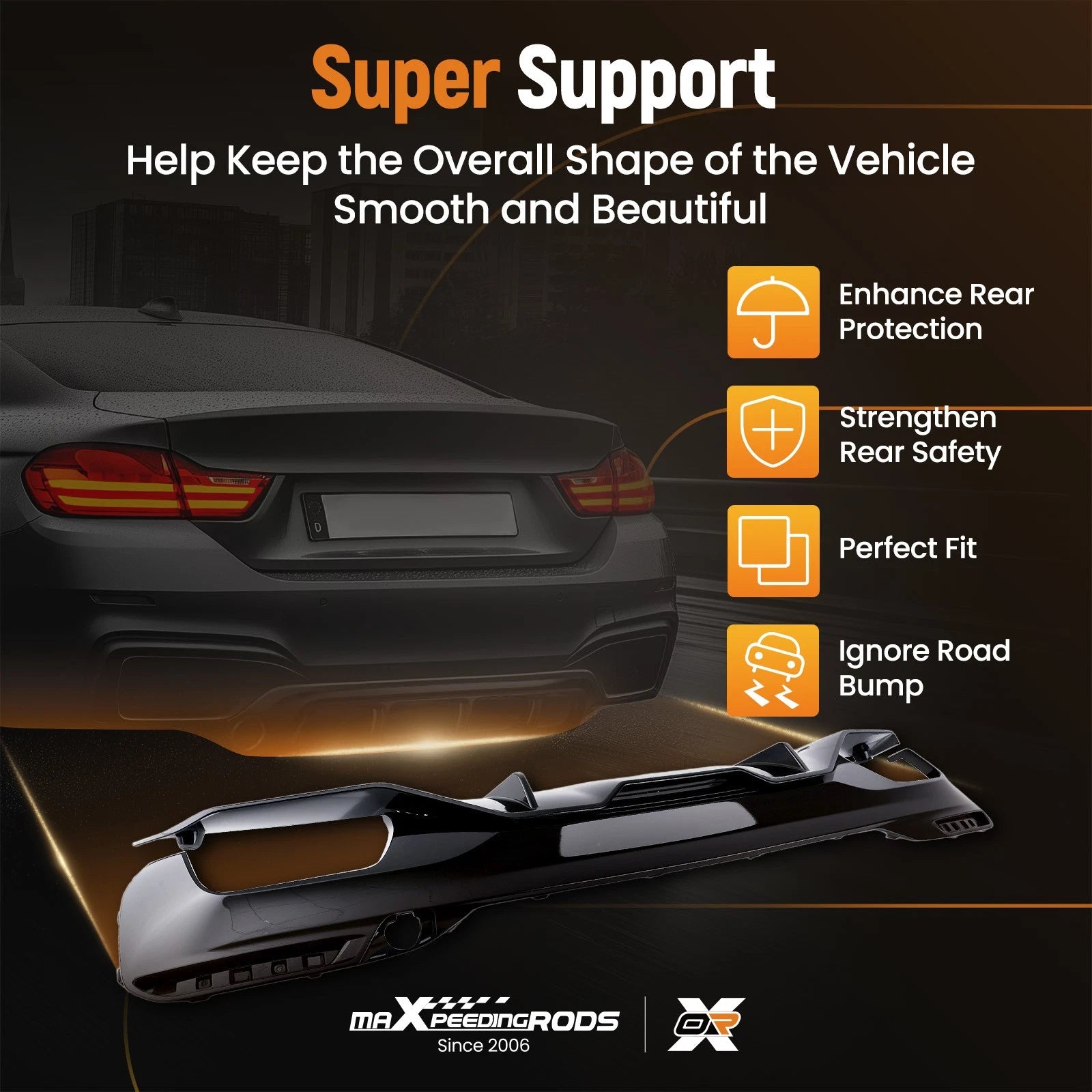 Rear Diffuser for BMW G30 M550i (2017–2023) M Sport Gloss Black