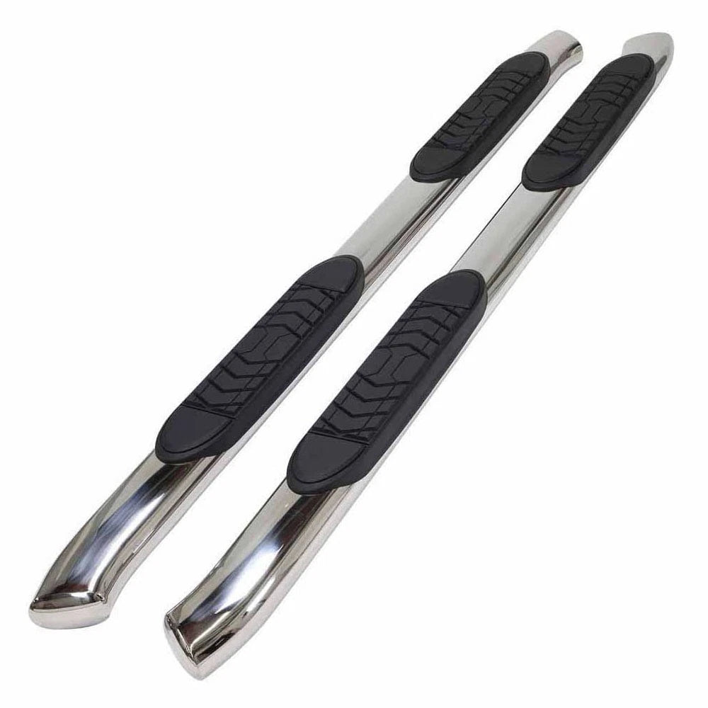 Polished 3in Round Bent w/Pads Step Nerf Bar for 05-19 Frontier/Equator Ext Cab