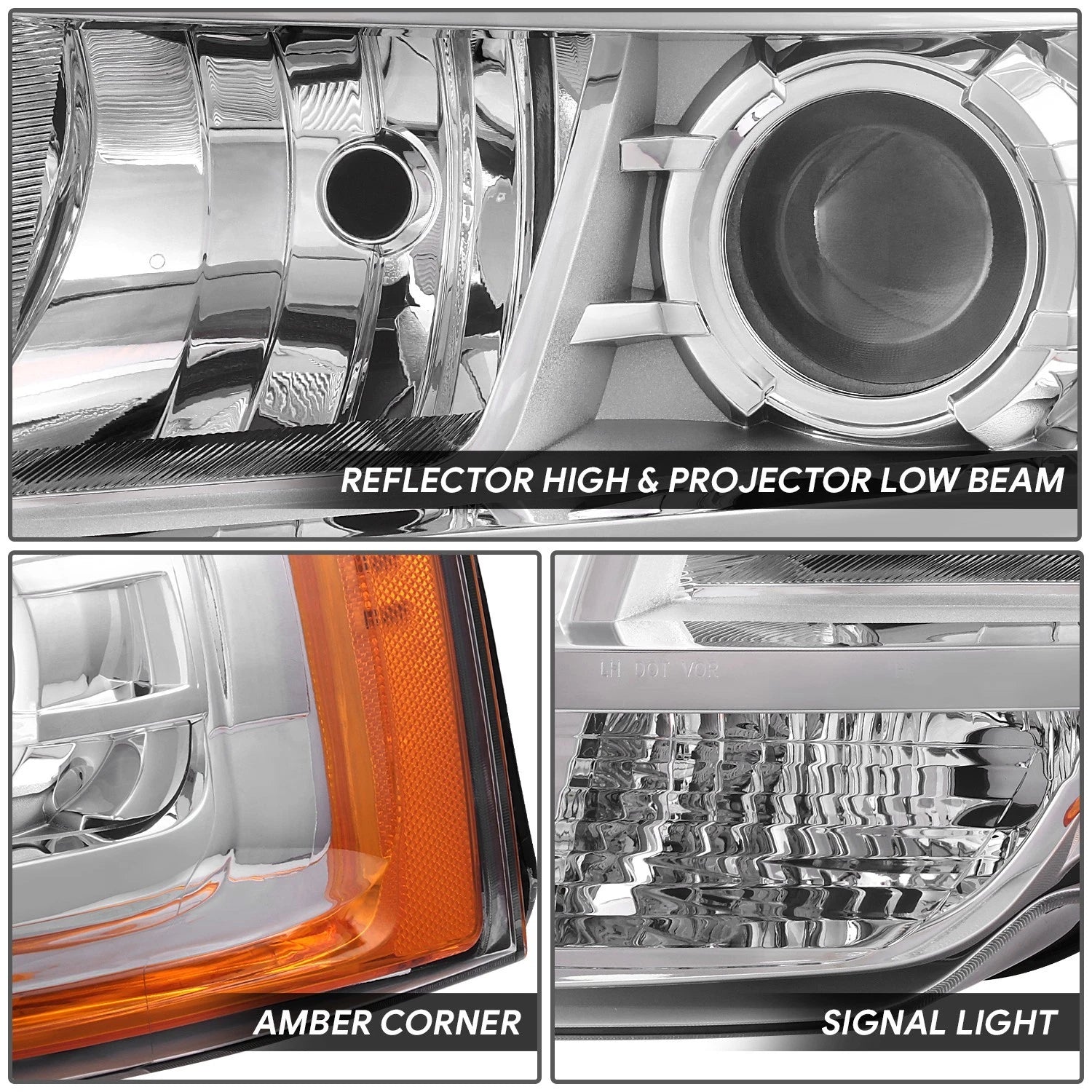 Chrome Projector Headlight Lamp for Ford Expedition (2015–2017) - Left