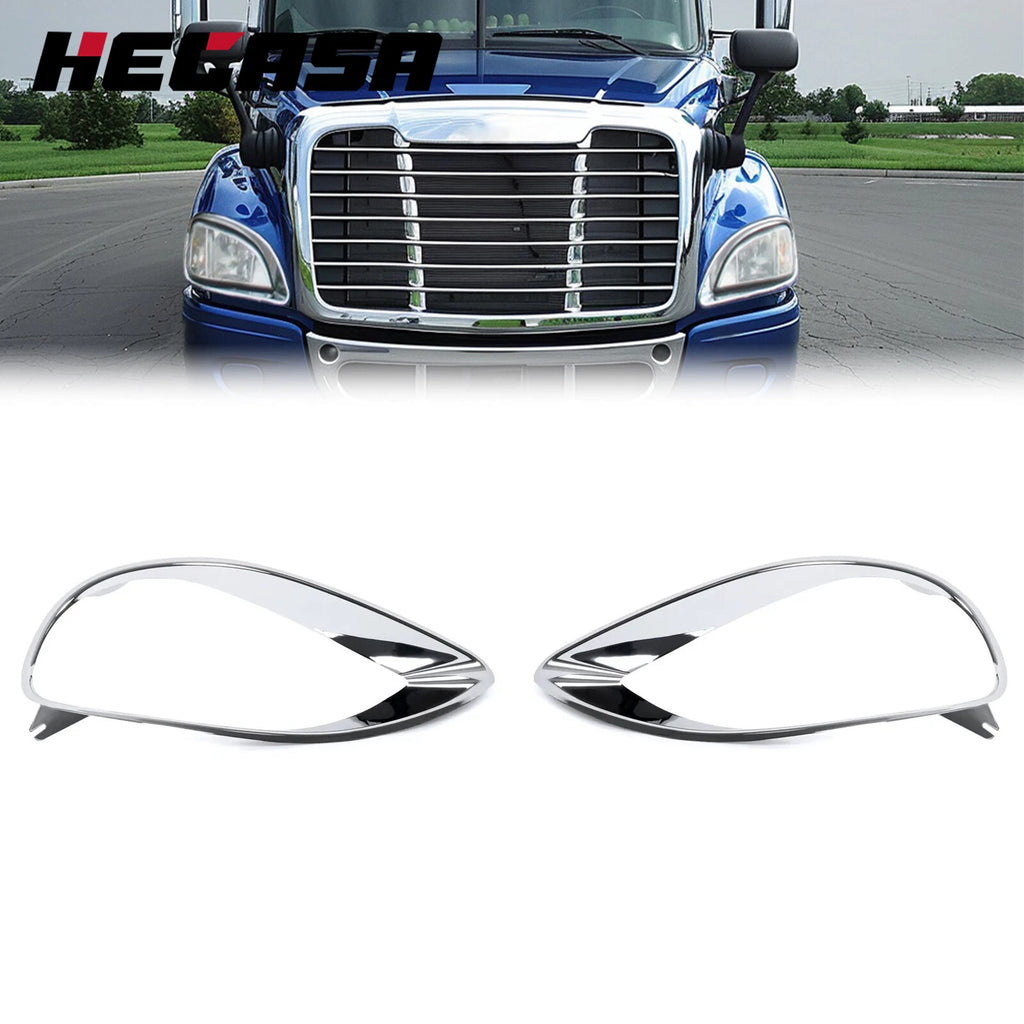 Set of 2 Chrome Headlight Bezel Covers for Freightliner Columbia (2001–2017)
