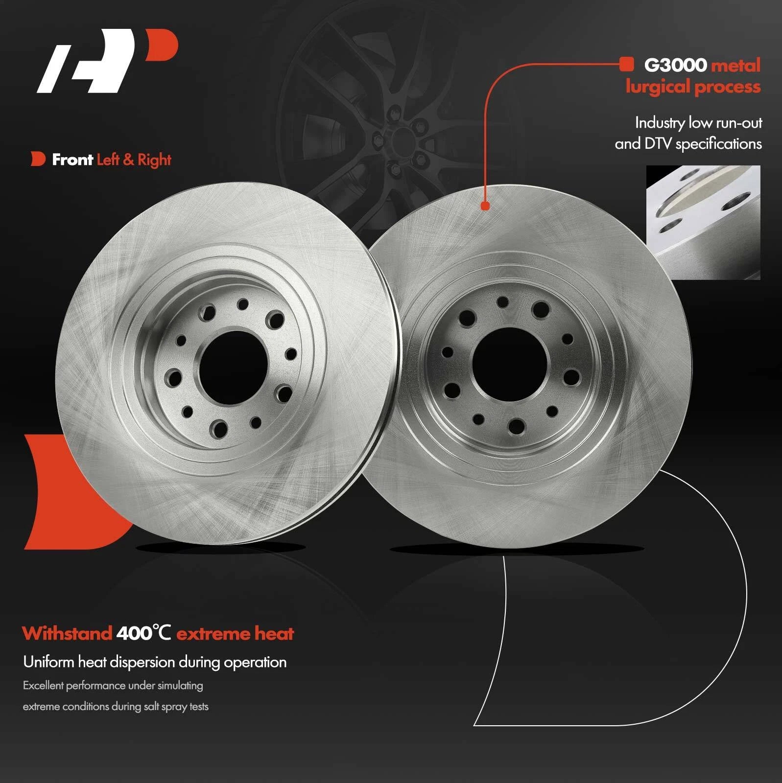 Front Disc Brake Rotors for Ford Taurus, Freestyle, Five Hundred (2008-2009)