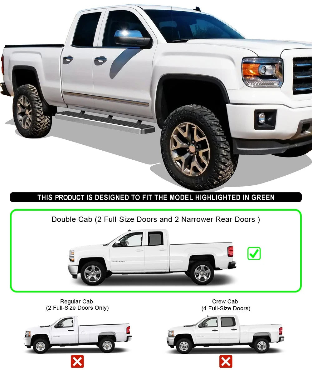 Running Boards 6 Inch for Silverado Sierra Double Cab (2007-2018)