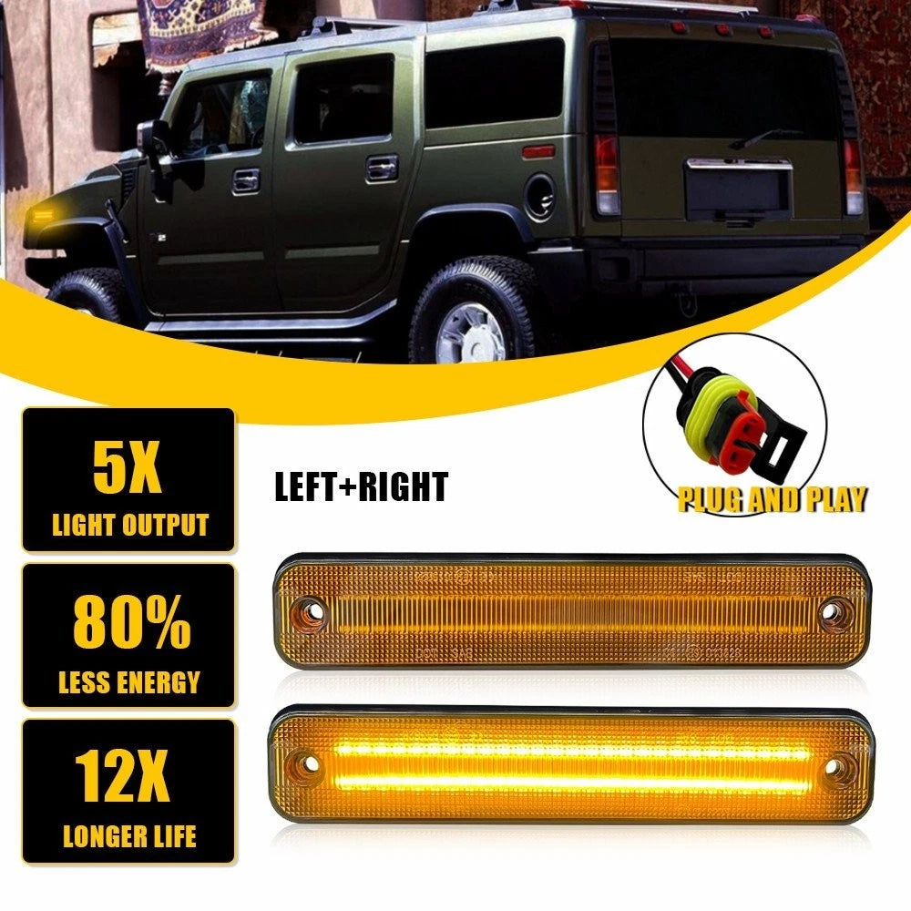2X Amber Lens LED Side Marker Light for Hummer H2 (2003–2009) 25952319