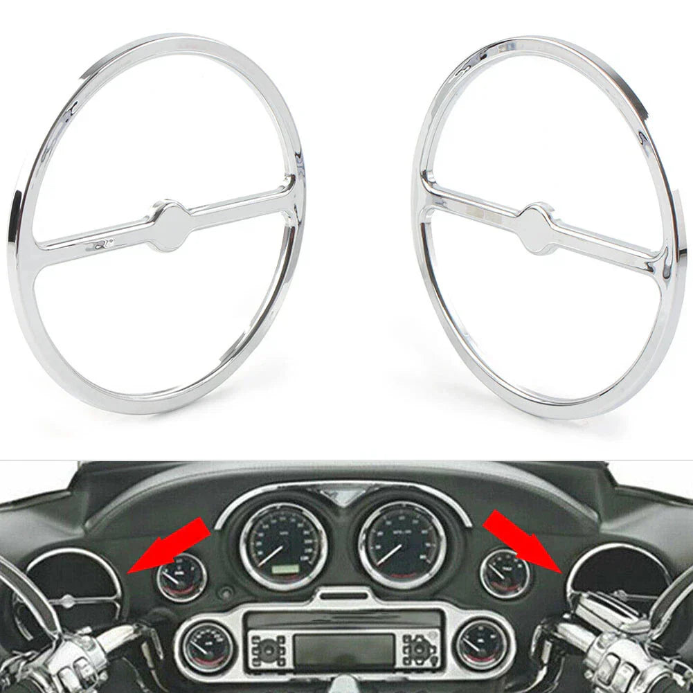 Chrome Speaker Trim Ring Covers for Harley Electra Tri Glide (2014-2023)
