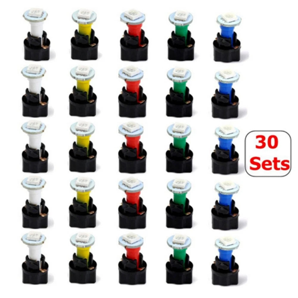 30Pcs T5 Twist Socket LED Light Bulb for Car Instrument Panel