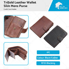 RFID Blocking Leather Wallet for Men (Trifold Credit Card Holder)