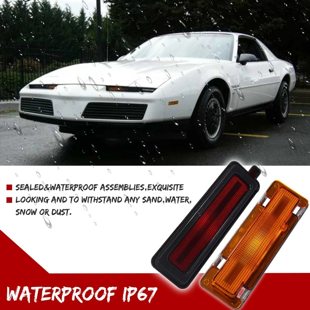 Amber & Red Side Marker Lens Lights for Pontiac Trans Am Firebird (1982–1992)