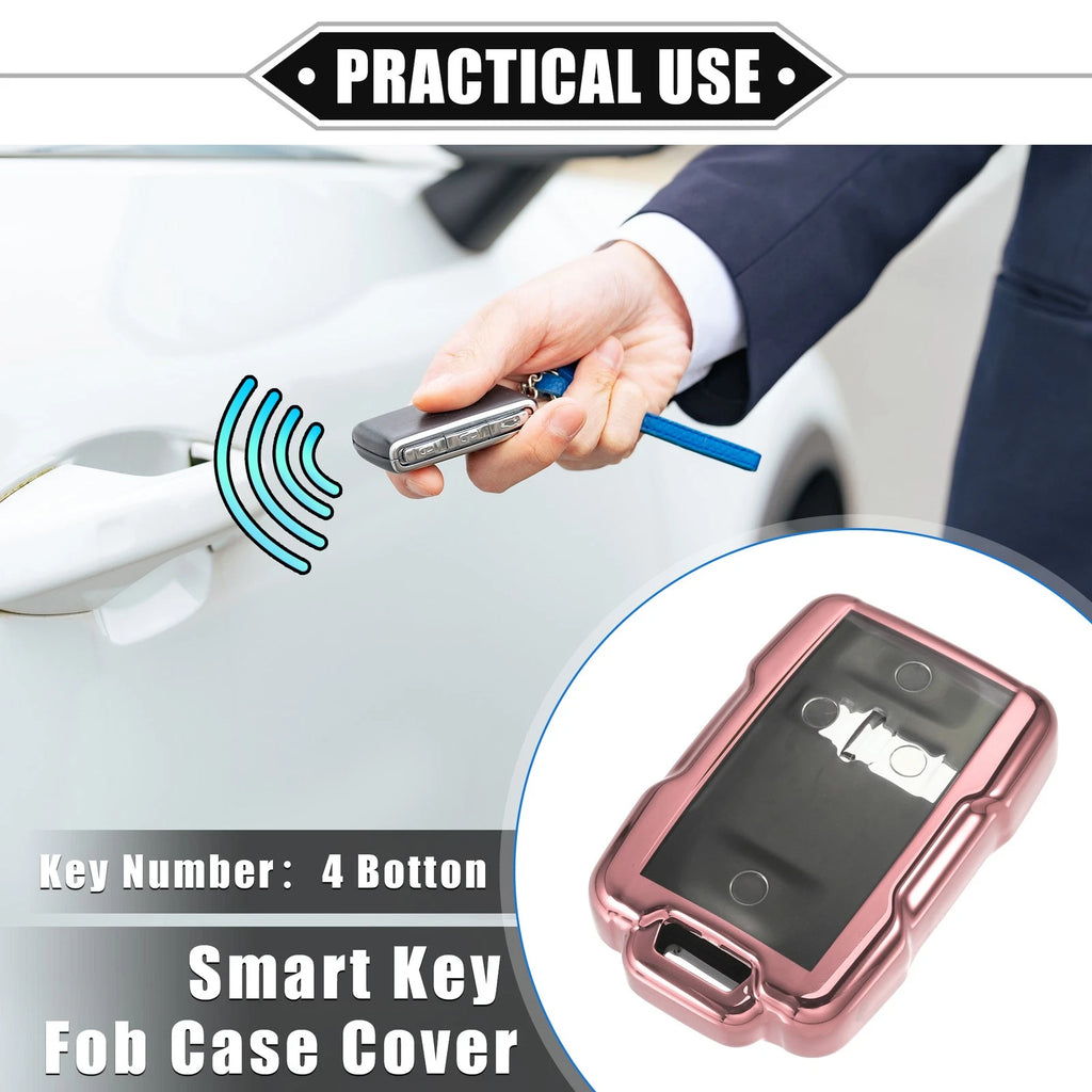 Key Fob Cover for Chevy Suburban (2015–2021) - TPU Clear Pink, 4 Buttons