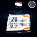 Dual LED DRL Bar Projector Headlight for Chevy Silverado (2007–2014)